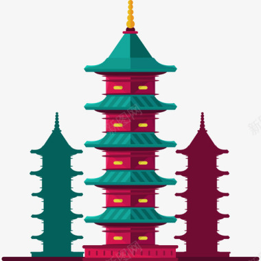 宝塔图标宝塔地标5平坦图标图标