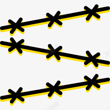 铁丝网军徽黄色图标图标