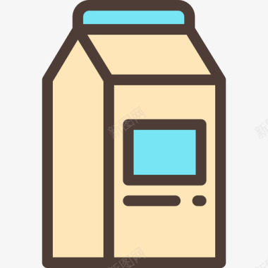 牛奶厨房元素3线性颜色图标图标