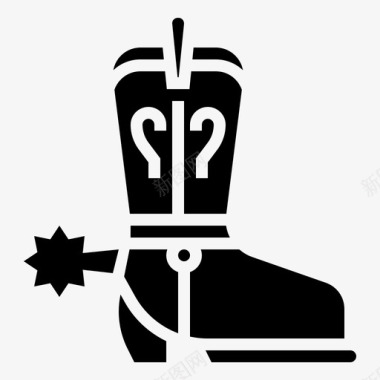 牛仔符号牛仔鞋牛仔靴鞋类图标图标