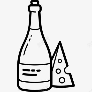 葡萄酒饮料和零食手工制作图标图标