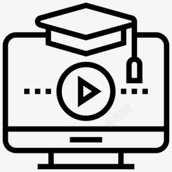 学电脑网上大学电脑帽子图标高清图片