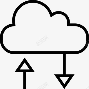 云计算数据和互联网通信细线图标图标