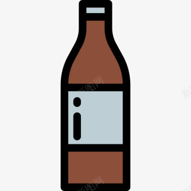 啤酒野餐和烧烤颜色线性颜色图标图标