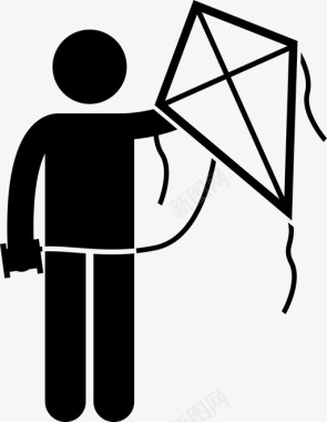 放飞梦想男人拿着风筝放飞休闲图标图标