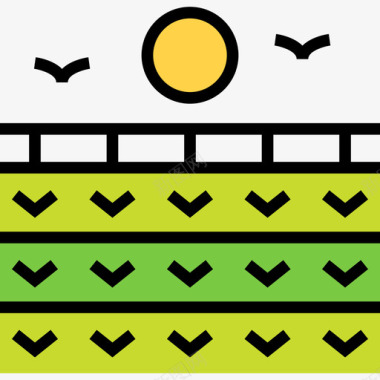 景观园林农场景观5线性颜色图标图标