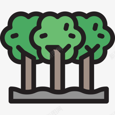 树木生态与自然3线条色彩图标图标