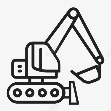 挖掘机工程机械小型挖掘机图标图标