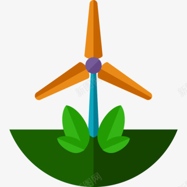 环保标志设计风力发电厂环保型扁平型图标图标