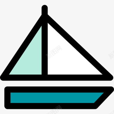 帆船帆船运输线性度假元素图标图标