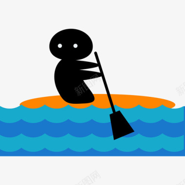 运动独木舟水上运动平板图标图标