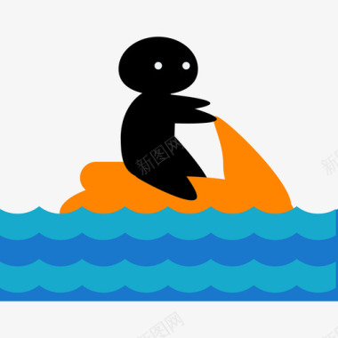 运动摩托艇水上运动平板图标图标