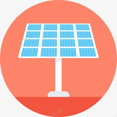 太阳能电池板能源和电力圆形图标图标