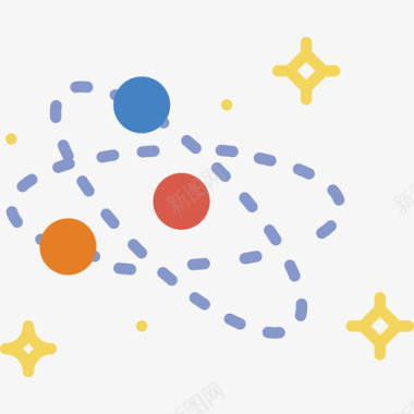 空间科技感太阳系空间14平坦图标图标
