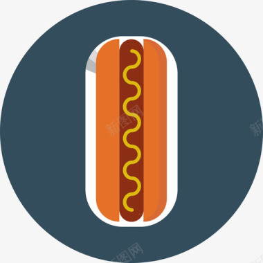热狗食品饮料圆形扁平图标图标