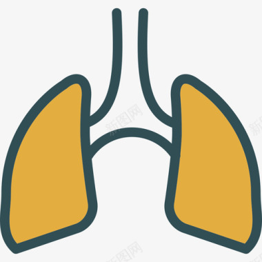 鸡肺肺医学9线性颜色图标图标