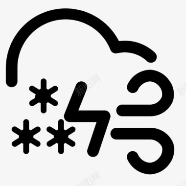 雪或雷和风云天气图标图标