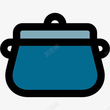 锅彩色厨房用品线性颜色图标图标