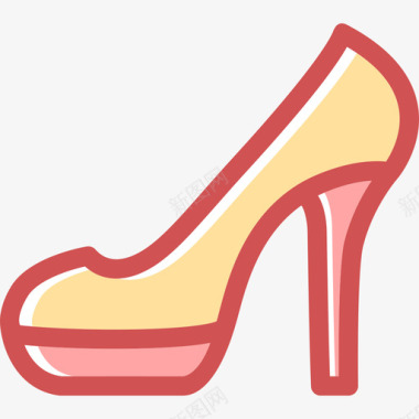 高跟鞋时尚女性和美容套装图标图标