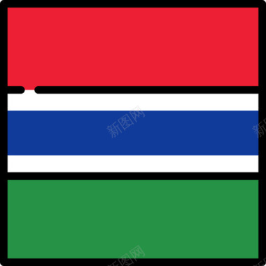 冈比亚国旗收藏3方形图标图标