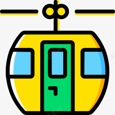 尾部车厢缆车车厢运输4黄色图标图标