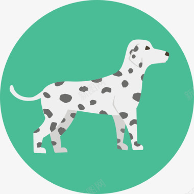 达尔马提亚犬宠物圆形扁平图标图标