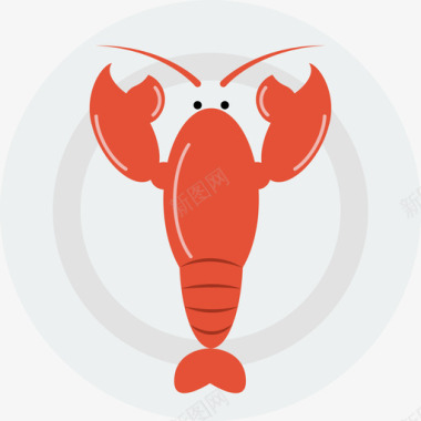 龙虾食品饮料扁圆形图标图标
