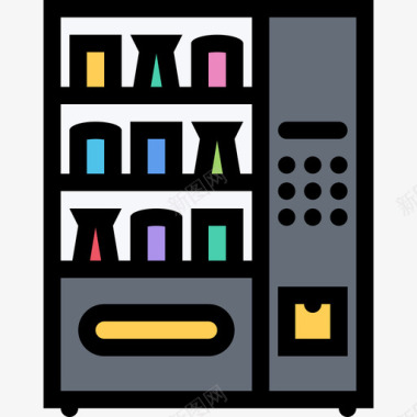 自动售货机食品和饮料14彩色图标图标
