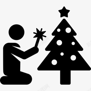 圣诞树圣诞象形图填充图标图标