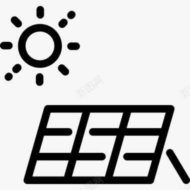太阳能生态元素2线性图标图标