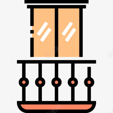 阳台建筑构造4线条色彩图标图标