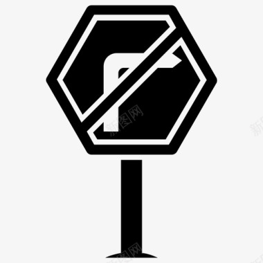 禁止右转道路标志交通指示图标图标