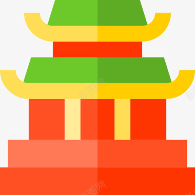 中国寺庙旅游套装公寓图标图标