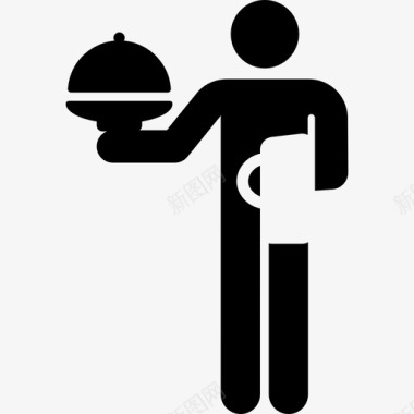 卡通酒店服务员服务员2人酒店象形图图标图标