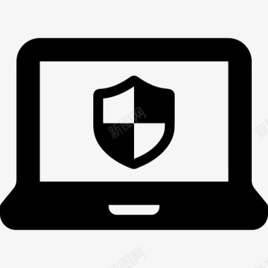 公共标识安全笔记本电脑安全图标组实心图标