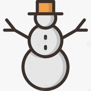 彩绘圣诞雪人雪人圣诞节15线性颜色图标图标