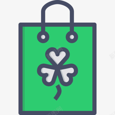 618购物节购物袋圣帕特里克节线性颜色图标图标