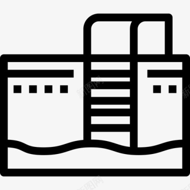 游泳池夏季3线性图标图标