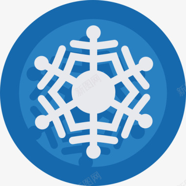雪树雪天气按钮扁平圆形图标图标