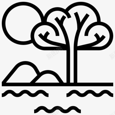萨凡纳湖地标树木图标图标