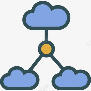 炫丽色彩云计算技术线性色彩图标图标