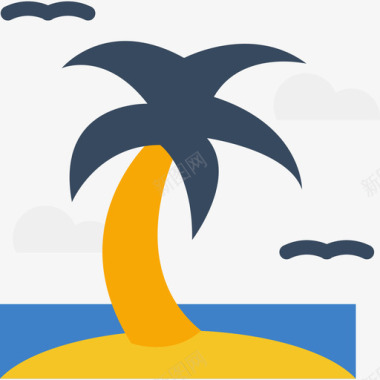 国外旅游棕榈旅游暑假色彩图标图标