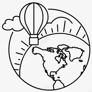 环游世界空中热气球图标图标