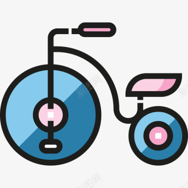 三轮车婴儿和玩具4线性颜色图标图标