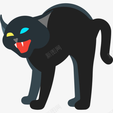 黑猫万圣节6扁平图标图标