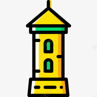 塔楼中世纪4黄色图标图标