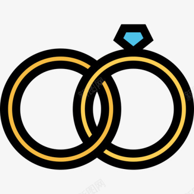 结婚戒指爱情5彩色图标图标