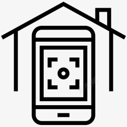 房屋条形码智能手机扫描仪家庭房屋图标高清图片