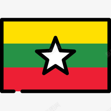 收藏缅甸国旗收藏长方形图标图标