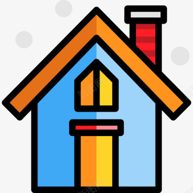 尖顶房子房子圣诞16线性颜色图标图标